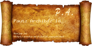 Pautz Archibáld névjegykártya